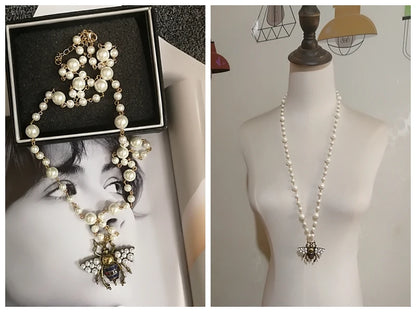 Luxury Handmade Elastic Pearl Bee  Bracelet Bangle Jewelry For Women Party Gift