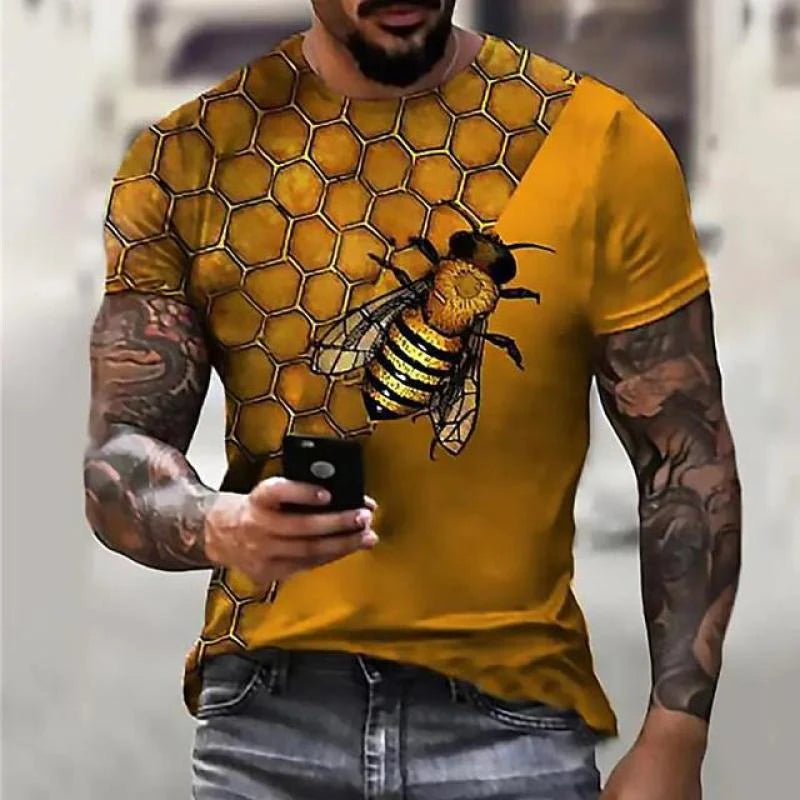 Funny Bee Graphics T Shirts Summer Fashion Short Sleeve Men Women 3D Honey Printed T-shirts Casual Oversized Harajuku Tees Tops