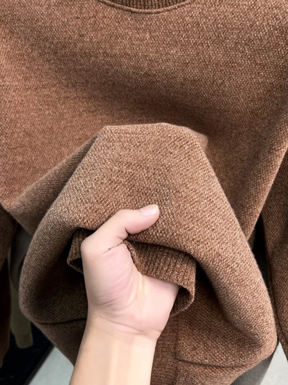 High end exquisite brand men's honey bee classic embroidered knitted comfortable sweater autumn winter new velvet warm pullover