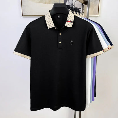 Fashionable men's bee embroidered polo shirt short sleeved brand new 2025 summer T-shirt jacquard collar comfortable casual top