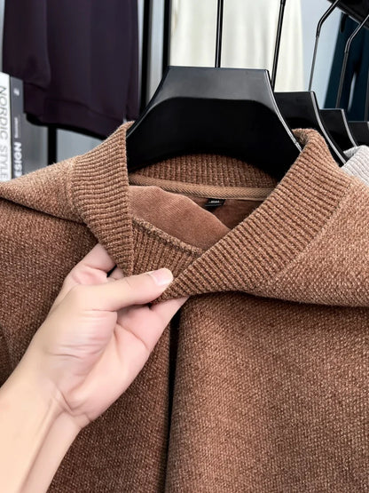 High end exquisite brand men's honey bee classic embroidered knitted comfortable sweater autumn winter new velvet warm pullover