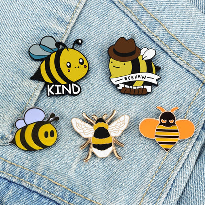 Funny Bee Insect Series Brooch Cartoon Women Men Exquisite Enamel Pins Backpack Jeans Lapel Badges Jewelry Gift For Kids Friends