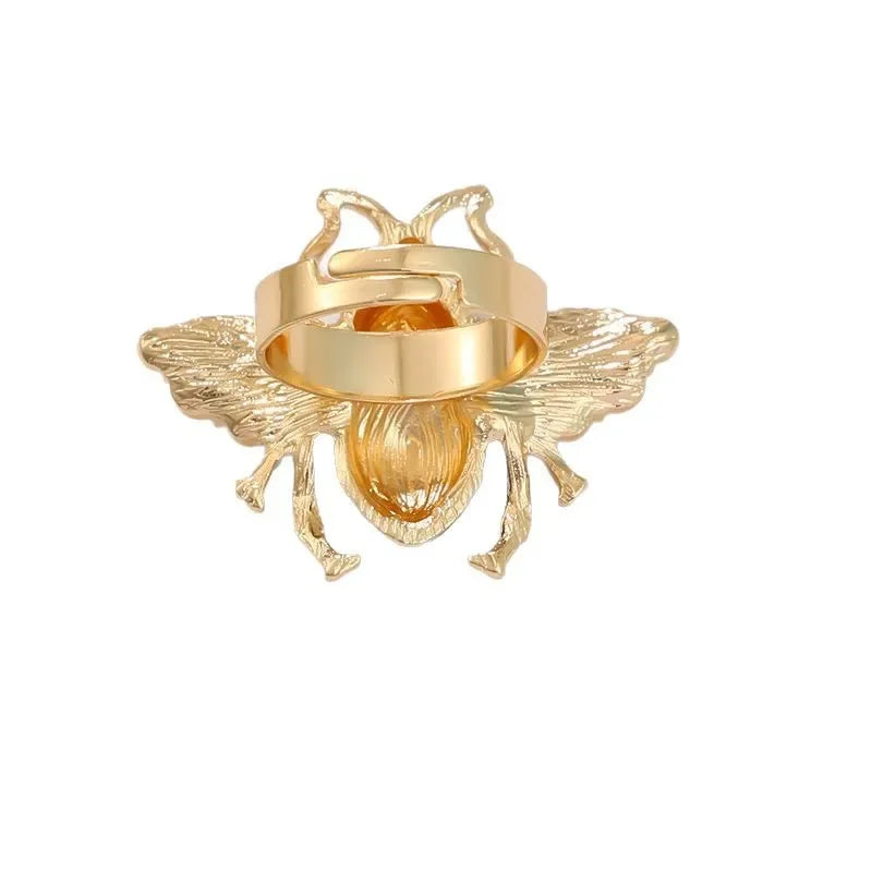 Fashion Jewelry Delicate Crystal Bee Rings Enamel Metal Insect Elegant Opening Women Finger Ring Girl Lady Party Wedding Gifts