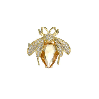 Little Bee Insect Brooch for Women Men Yellow Crystal Zircon Alloy Lapel Pins Suit Shirt Corsage Party Banquet  Vinatge Jewelry