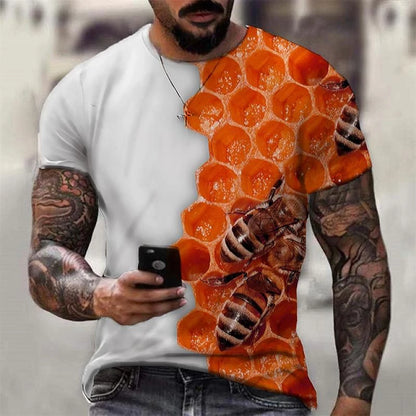 Funny Bee Graphics T Shirts Summer Fashion Short Sleeve Men Women 3D Honey Printed T-shirts Casual Oversized Harajuku Tees Tops