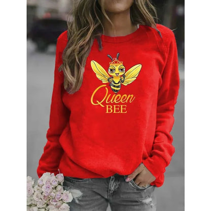Bee Print Crew-neck Hoodie for Women Sweatshirt  Sweatshirts  Hoodies  Streetwear Women  Clothes  Harajuku