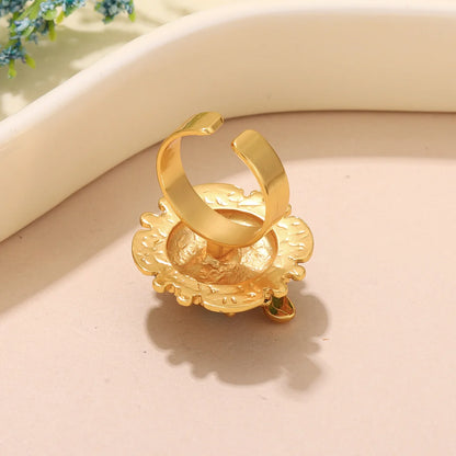 Elegant 18K Gold Plated Bee Charm Jewelry Set - Teal Enamel Ring, Pendant Necklace & Stud Earrings for Women