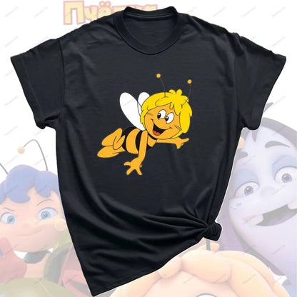 Maya The Bee T-Shirt Plain Black T Shirts Men Short-sleeve O-neck Streetwear Maya The Bee Classic Pattern High Quality Cotton