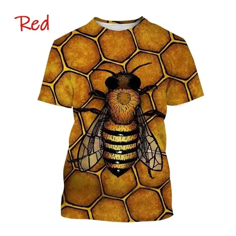 Insect Bee Graphic T Shirt for Men 3D Hive Honey Honeycomb Printing Tee Shirts Kawaii Cute Kids y2k Tops Womens Clothing T-shirt
