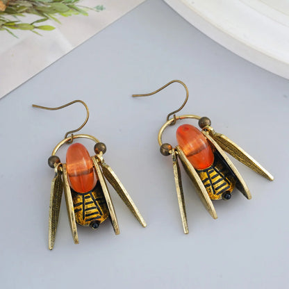 Bee insect summer couple earrings, charming Bohemian accessories, Western jewelry for vacation decoration