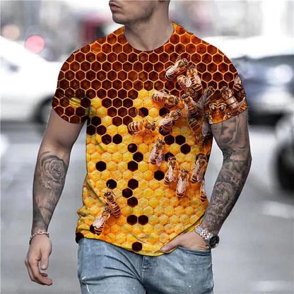 Funny Bee Graphics T Shirts Summer Fashion Short Sleeve Men Women 3D Honey Printed T-shirts Casual Oversized Harajuku Tees Tops