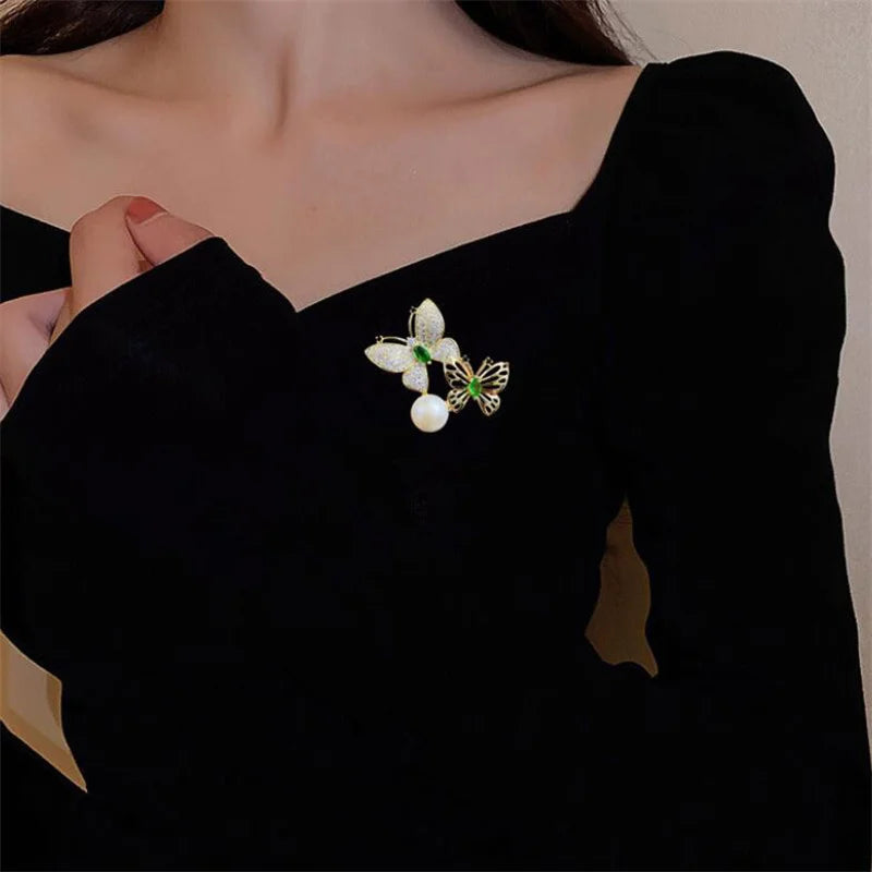 Lovely Birds Butterfly Bee Brooch For Women Pearl Rhinestone Trendy Animal Jewelry Coat Dress Lapel Pins Wedding Party Gifts