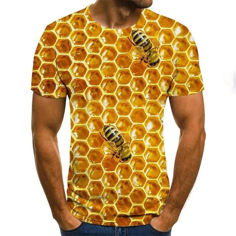 Funny Bee Graphics T Shirts Summer Fashion Short Sleeve Men Women 3D Honey Printed T-shirts Casual Oversized Harajuku Tees Tops