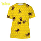 Insect Bee Graphic T Shirt for Men 3D Hive Honey Honeycomb Printing Tee Shirts Kawaii Cute Kids y2k Tops Womens Clothing T-shirt