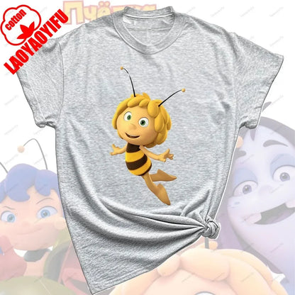 Maya The Bee T-Shirt Plain Black T Shirts Men Short-sleeve O-neck Streetwear Maya The Bee Classic Pattern High Quality Cotton