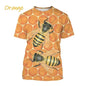 Insect Bee Graphic T Shirt for Men 3D Hive Honey Honeycomb Printing Tee Shirts Kawaii Cute Kids y2k Tops Womens Clothing T-shirt