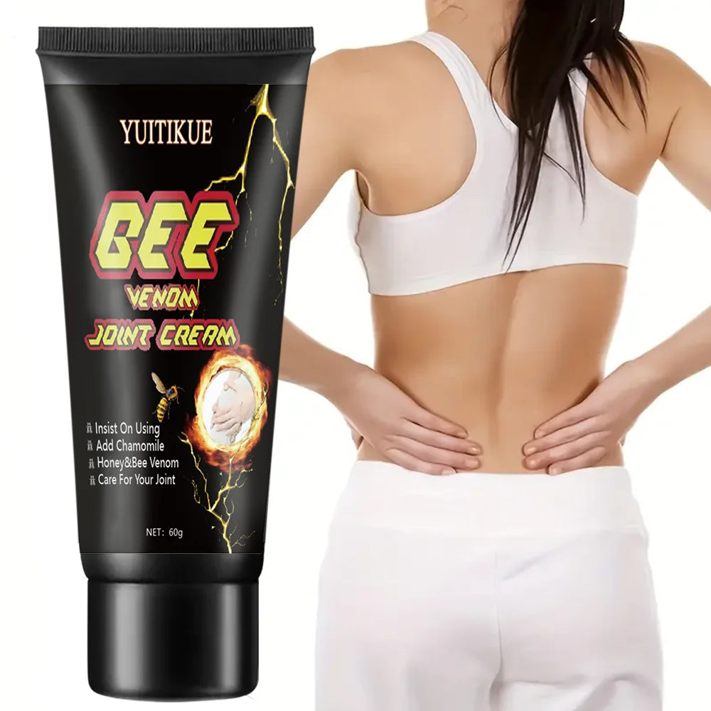 Bee Venom Joint Cream 60g - Fast Warming Relief for Knees/Elbows/Shoulders, Multi-Part Moisturizing, Non-Sticky