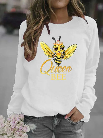 Bee Print Crew-neck Hoodie for Women Sweatshirt  Sweatshirts  Hoodies  Streetwear Women  Clothes  Harajuku
