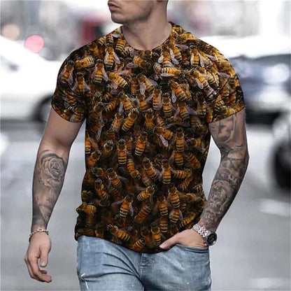 Funny Bee Graphics T Shirts Summer Fashion Short Sleeve Men Women 3D Honey Printed T-shirts Casual Oversized Harajuku Tees Tops