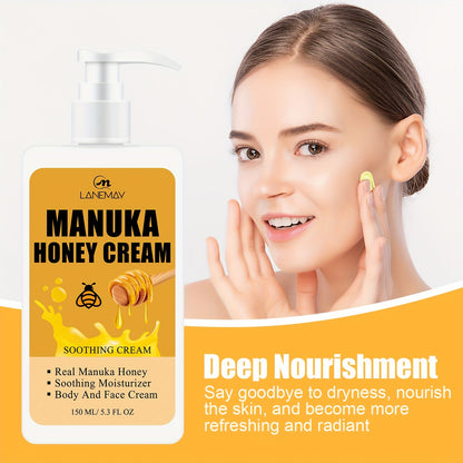 150ml Manuka Honey Nourishing Moisturizing Cream - Intense Hydration for Dry Skin, All-Day Softness - Unisex Daily Skin Care Lotion