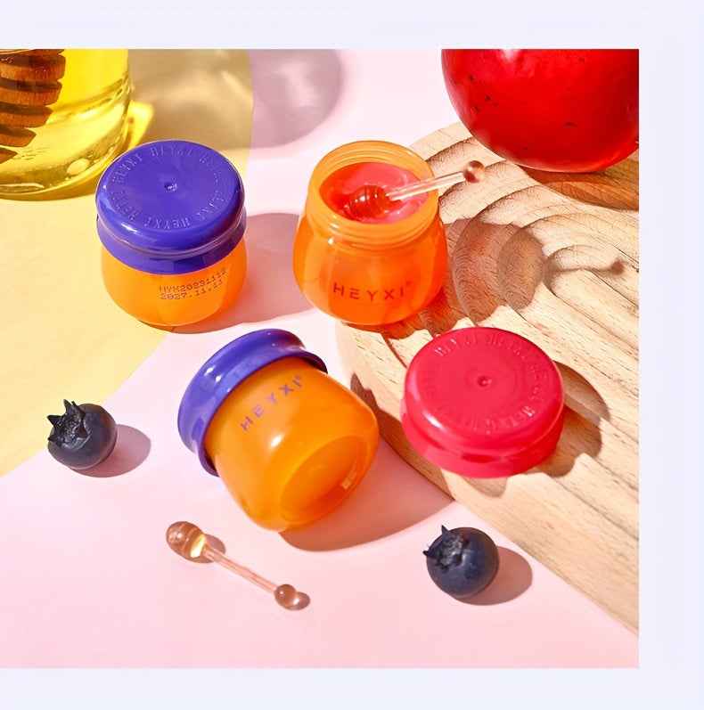 2pcs Honey Pot Shape Blueberry and Pomegranate Lip Mask Set - Lip Care and Makeup Lip Base for Moisturizing and Dark Lip Correction - Day and Night Lip Balm for Soft and Smooth Lips