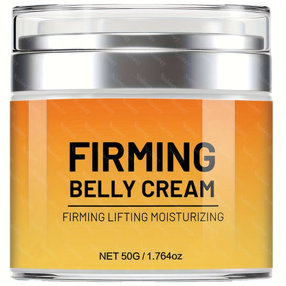 1.764oz Unisex Firming Belly Cream with Jojoba Oil, Caffeine, Hyaluronic Acid, Honey, Shea Butter, Vitamin E - Unscented Moisturizing Skin Care for All Skin Types - Tightening Body Lotion for Butt, Belly, Thighs, Arms