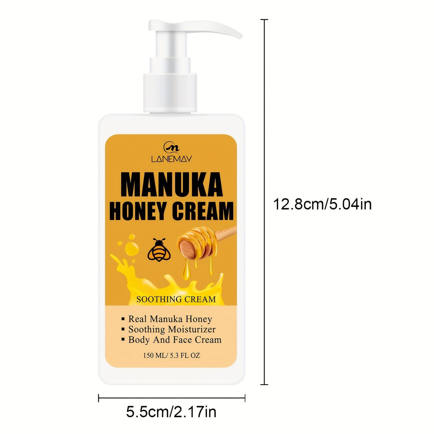150ml Manuka Honey Nourishing Moisturizing Cream - Intense Hydration for Dry Skin, All-Day Softness - Unisex Daily Skin Care Lotion