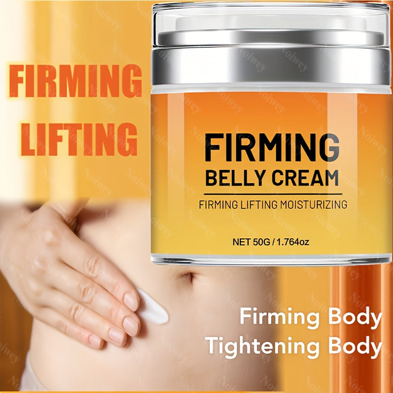 1.764oz Unisex Firming Belly Cream with Jojoba Oil, Caffeine, Hyaluronic Acid, Honey, Shea Butter, Vitamin E - Unscented Moisturizing Skin Care for All Skin Types - Tightening Body Lotion for Butt, Belly, Thighs, Arms