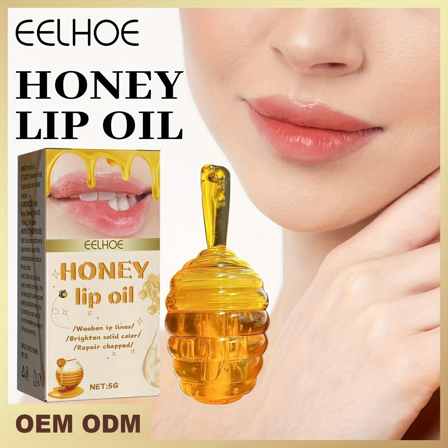 Honey Lip Oil - Nourishing Lip Care for Fade Lip Lines, Restorative Hydration, Soothing Cracked Skin - Liquid Honey Balm for Radiant, Long-lasting Glow