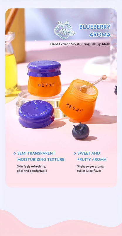 2pcs Honey Pot Shape Blueberry and Pomegranate Lip Mask Set - Lip Care and Makeup Lip Base for Moisturizing and Dark Lip Correction - Day and Night Lip Balm for Soft and Smooth Lips