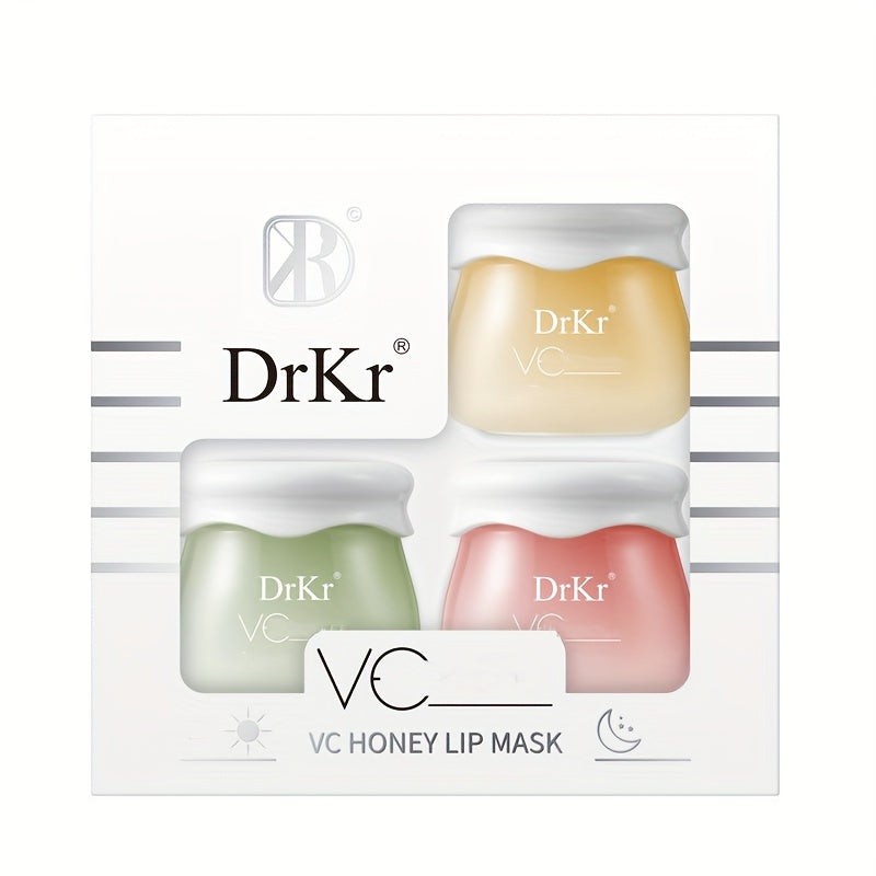 3 In 1 Box Small Honeypot Lip Mask Moisturizes Lips, Natural Hydrating Lip Care Lip Balm, VC Honey Lip Cosmetics For Daily Use Valentine's Day Gifts