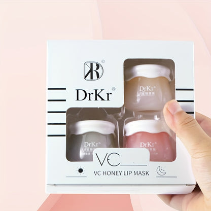 3 In 1 Box Small Honeypot Lip Mask Moisturizes Lips, Natural Hydrating Lip Care Lip Balm, VC Honey Lip Cosmetics For Daily Use Valentine's Day Gifts